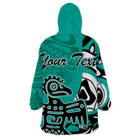 Personalized Canada Haida Eagle Wearable Blanket Hoodie Turquoise Style - Wonder Print Shop