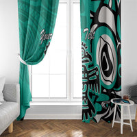Personalized Canada Haida Eagle Window Curtain Turquoise Style - Wonder Print Shop