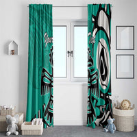 Personalized Canada Haida Eagle Window Curtain Turquoise Style - Wonder Print Shop