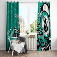 Personalized Canada Haida Eagle Window Curtain Turquoise Style - Wonder Print Shop