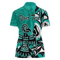Personalized Canada Haida Eagle Women Polo Shirt Turquoise Style - Wonder Print Shop