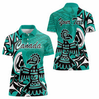 Personalized Canada Haida Eagle Women Polo Shirt Turquoise Style - Wonder Print Shop