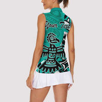 Personalized Canada Haida Eagle Women Sleeveless Polo Shirt Turquoise Style - Wonder Print Shop