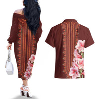Africa Dashiki Couples Matching Off The Shoulder Long Sleeve Dress and Hawaiian Shirt With Belladonna Lily - Wonder Print Shop