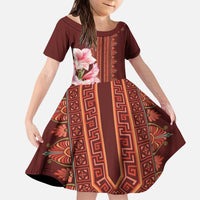 Africa Dashiki Kid Short Sleeve Dress With Belladonna Lily - Wonder Print Shop