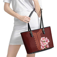 Africa Dashiki Leather Tote Bag With Belladonna Lily - Wonder Print Shop