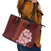 Africa Dashiki Leather Tote Bag With Belladonna Lily - Wonder Print Shop