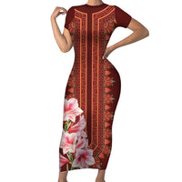 Africa Dashiki Short Sleeve Bodycon Dress With Belladonna Lily - Wonder Print Shop