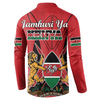 Kenya Button Sweatshirt Coat Of Arms With Kente Patterns - Wonder Print Shop