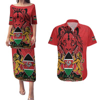 Kenya Couples Matching Puletasi and Hawaiian Shirt Coat Of Arms With Kente Patterns - Wonder Print Shop