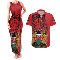 Kenya Couples Matching Tank Maxi Dress and Hawaiian Shirt Coat Of Arms With Kente Patterns - Wonder Print Shop