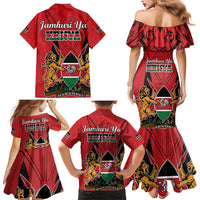 Kenya Family Matching Mermaid Dress and Hawaiian Shirt Coat Of Arms With Kente Patterns - Wonder Print Shop