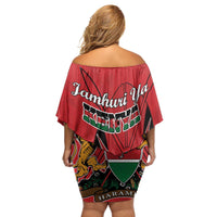 Kenya Family Matching Off Shoulder Short Dress and Hawaiian Shirt Coat Of Arms With Kente Patterns - Wonder Print Shop