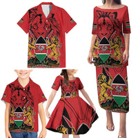 Kenya Family Matching Puletasi and Hawaiian Shirt Coat Of Arms With Kente Patterns - Wonder Print Shop