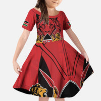 Kenya Family Matching Short Sleeve Bodycon Dress and Hawaiian Shirt Coat Of Arms With Kente Patterns - Wonder Print Shop
