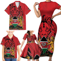 Kenya Family Matching Short Sleeve Bodycon Dress and Hawaiian Shirt Coat Of Arms With Kente Patterns - Wonder Print Shop