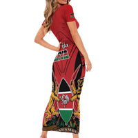 Kenya Family Matching Short Sleeve Bodycon Dress and Hawaiian Shirt Coat Of Arms With Kente Patterns - Wonder Print Shop