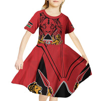 Kenya Kid Short Sleeve Dress Coat Of Arms With Kente Patterns - Wonder Print Shop