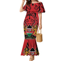 Kenya Mermaid Dress Coat Of Arms With Kente Patterns - Wonder Print Shop