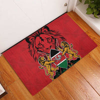 Kenya Rubber Doormat Coat Of Arms With Kente Patterns - Wonder Print Shop