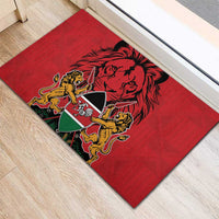 Kenya Rubber Doormat Coat Of Arms With Kente Patterns - Wonder Print Shop