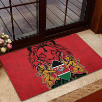 Kenya Rubber Doormat Coat Of Arms With Kente Patterns - Wonder Print Shop