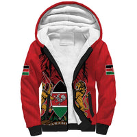 Kenya Sherpa Hoodie Coat Of Arms With Kente Patterns - Wonder Print Shop