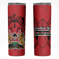Kenya Skinny Tumbler Coat Of Arms With Kente Patterns - Wonder Print Shop