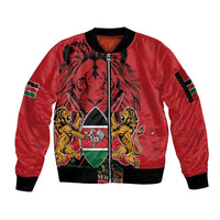 Kenya Sleeve Zip Bomber Jacket Coat Of Arms With Kente Patterns - Wonder Print Shop