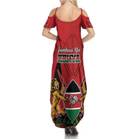 Kenya Summer Maxi Dress Coat Of Arms With Kente Patterns - Wonder Print Shop