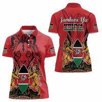 Kenya Women Polo Shirt Coat Of Arms With Kente Patterns - Wonder Print Shop