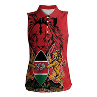 Kenya Women Sleeveless Polo Shirt Coat Of Arms With Kente Patterns - Wonder Print Shop
