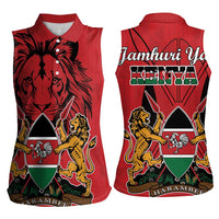 Kenya Women Sleeveless Polo Shirt Coat Of Arms With Kente Patterns - Wonder Print Shop
