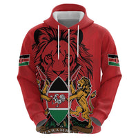 Kenya Zip Hoodie Coat Of Arms With Kente Patterns - Wonder Print Shop