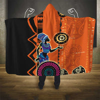 African Woman In Ethnic Dress Hooded Blanket Ethnic Geometric Patterns