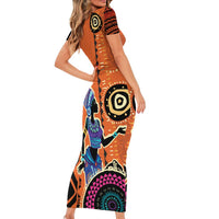 African Woman In Ethnic Dress Short Sleeve Bodycon Dress Ethnic Geometric Patterns - Wonder Print Shop