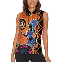 African Woman In Ethnic Dress Women Sleeveless Polo Shirt Ethnic Geometric Patterns - Wonder Print Shop