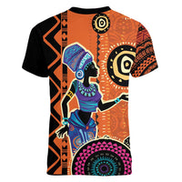 African Woman In Ethnic Dress Women V-Neck T-Shirt Ethnic Geometric Patterns - Wonder Print Shop
