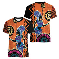 African Woman In Ethnic Dress Women V-Neck T-Shirt Ethnic Geometric Patterns - Wonder Print Shop
