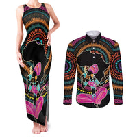 Personalized Africa Couples Matching Tank Maxi Dress and Long Sleeve Button Shirt Beautiful Black Woman - Wonder Print Shop