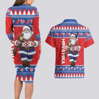 Croatia Christmas Couples Matching Long Sleeve Bodycon Dress and Hawaiian Shirt Djed Bozicnjak Hrvatska - Wonder Print Shop