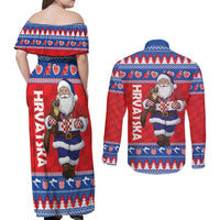 Croatia Christmas Couples Matching Off Shoulder Maxi Dress and Long Sleeve Button Shirt Djed Bozicnjak Hrvatska - Wonder Print Shop