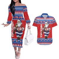 Croatia Christmas Couples Matching Off The Shoulder Long Sleeve Dress and Hawaiian Shirt Djed Bozicnjak Hrvatska - Wonder Print Shop