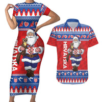 Croatia Christmas Couples Matching Short Sleeve Bodycon Dress and Hawaiian Shirt Djed Bozicnjak Hrvatska - Wonder Print Shop