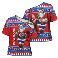 Croatia Christmas Cross Shoulder Shirt Djed Bozicnjak Hrvatska - Wonder Print Shop