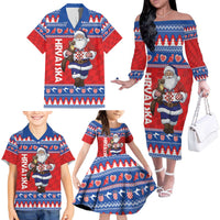 Croatia Christmas Family Matching Off The Shoulder Long Sleeve Dress and Hawaiian Shirt Djed Bozicnjak Hrvatska - Wonder Print Shop