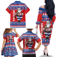 Croatia Christmas Family Matching Off The Shoulder Long Sleeve Dress and Hawaiian Shirt Djed Bozicnjak Hrvatska - Wonder Print Shop