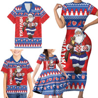Croatia Christmas Family Matching Short Sleeve Bodycon Dress and Hawaiian Shirt Djed Bozicnjak Hrvatska - Wonder Print Shop