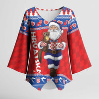 Croatia Christmas Kimono Sleeve Blouse Djed Bozicnjak Hrvatska - Wonder Print Shop