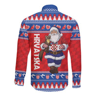 Croatia Christmas Long Sleeve Button Shirt Djed Bozicnjak Hrvatska - Wonder Print Shop